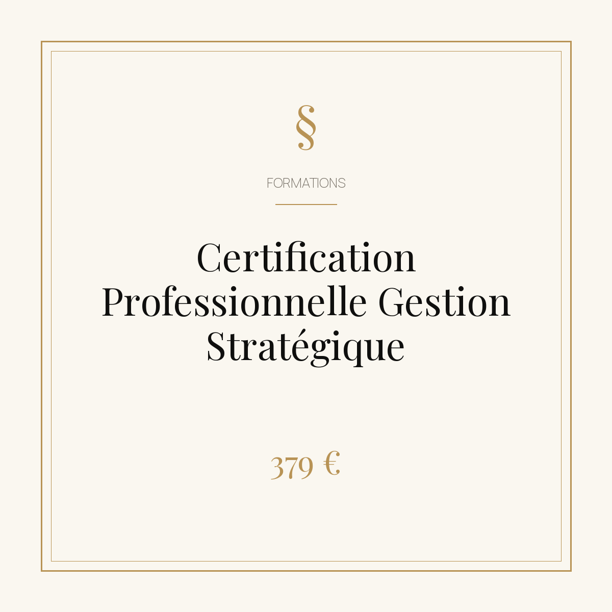 Certification Professionnelle Gestion Stratégique